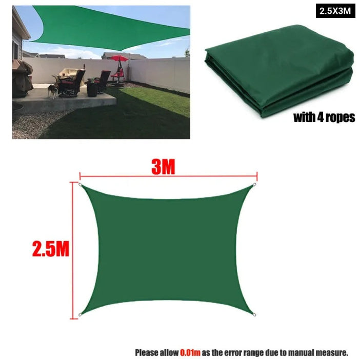 Darkgreen 420D Waterproof Shade Sail Square Rectangle Sunshade Garden Terrace Canopy Swimming Sunshade Awning