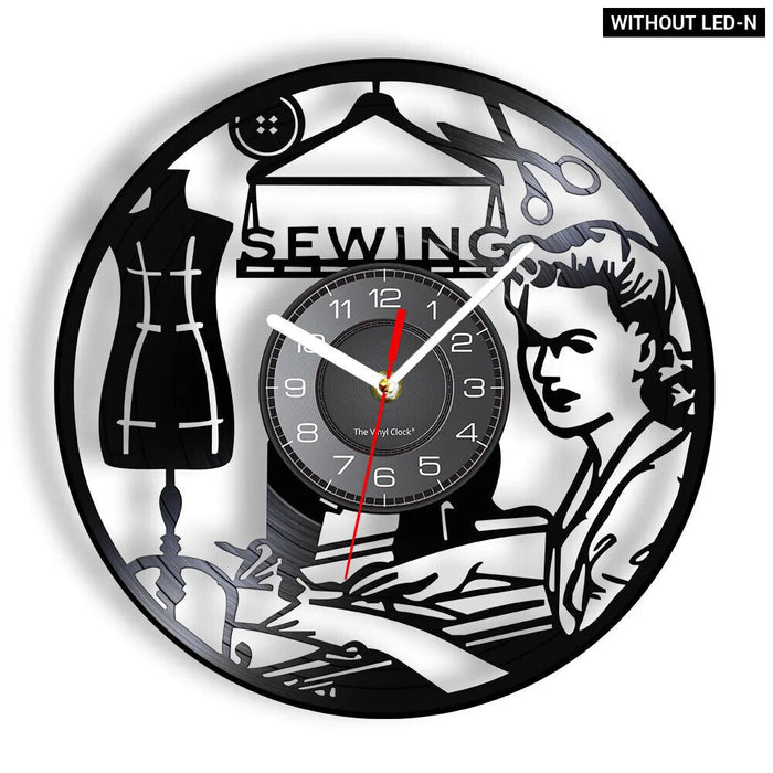 Quilting Wall Clock Sewing Machine Vinyl Record