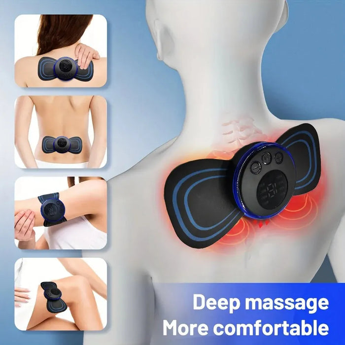 8 Mode Rechargeable Neck Massager With Remote Control Ems Low Frequency Pulse For Muscle Relaxation And Pain Relief