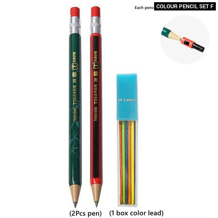 2.0Mm Mechanical Pencil Set With Sharpener And Colour Leads Stationery