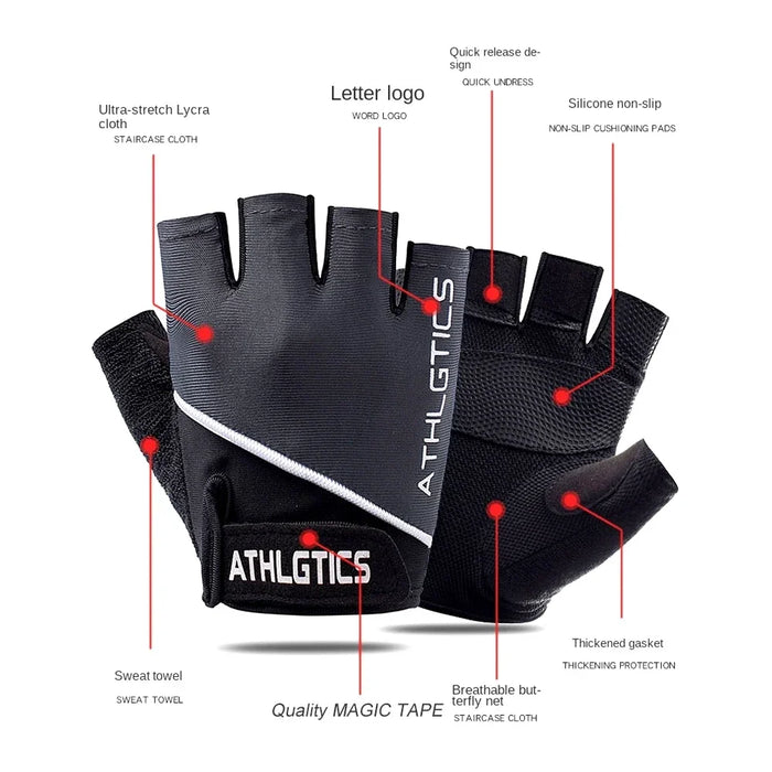 1 Pair Breathable Fingerless Gym Gloves For Men And Women