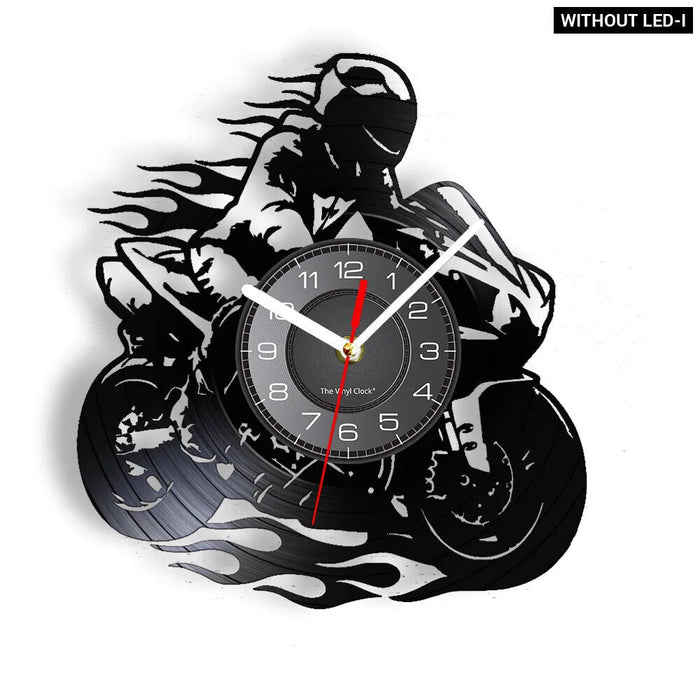 Retro Motorcycle Vinyl Record Wall Clock