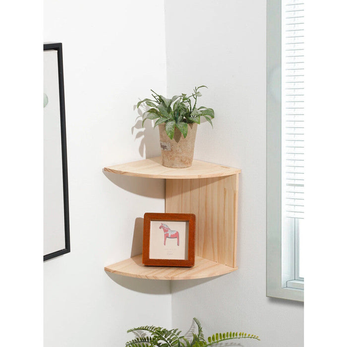 Boho Wooden Corner Shelf