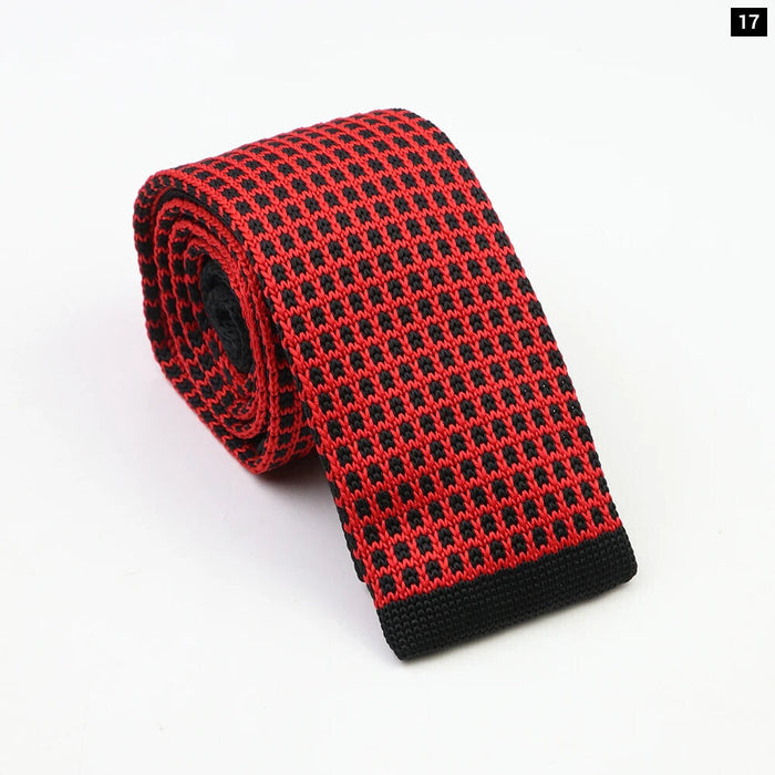 Classic Knit Neck Ties Plaid Dots 6Cm Width Business And Wedding