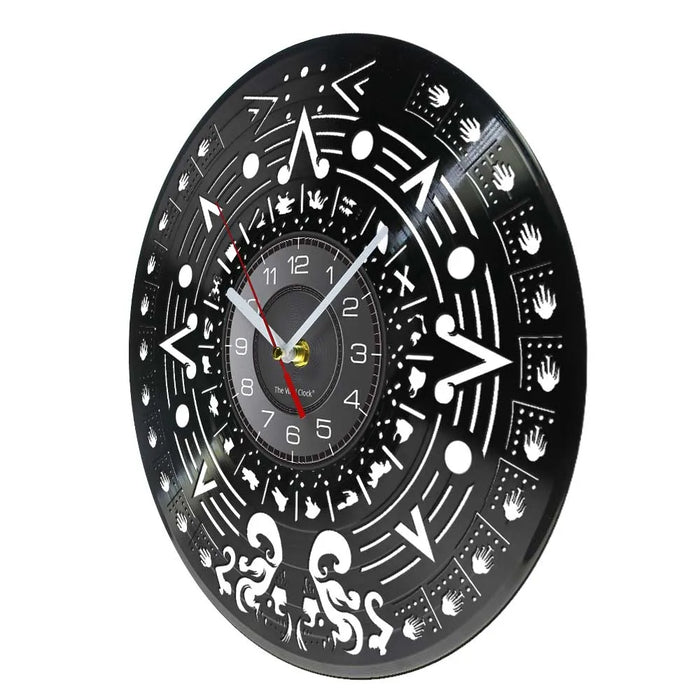 Mayan Aztec Calendar Vinyl Record Wall Clock