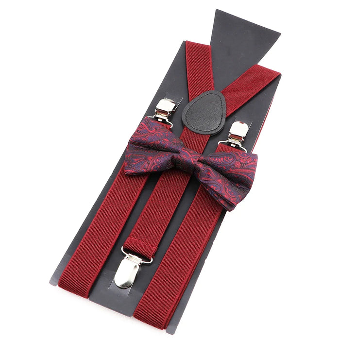 Plaid Bowtie Suspenders Set For Weddings