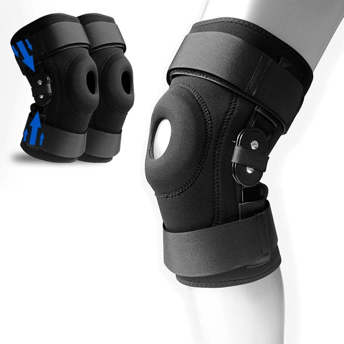 1 Pair Adjustable Open Patella Hinged Knee Brace for Running Sport Muscle Tear
