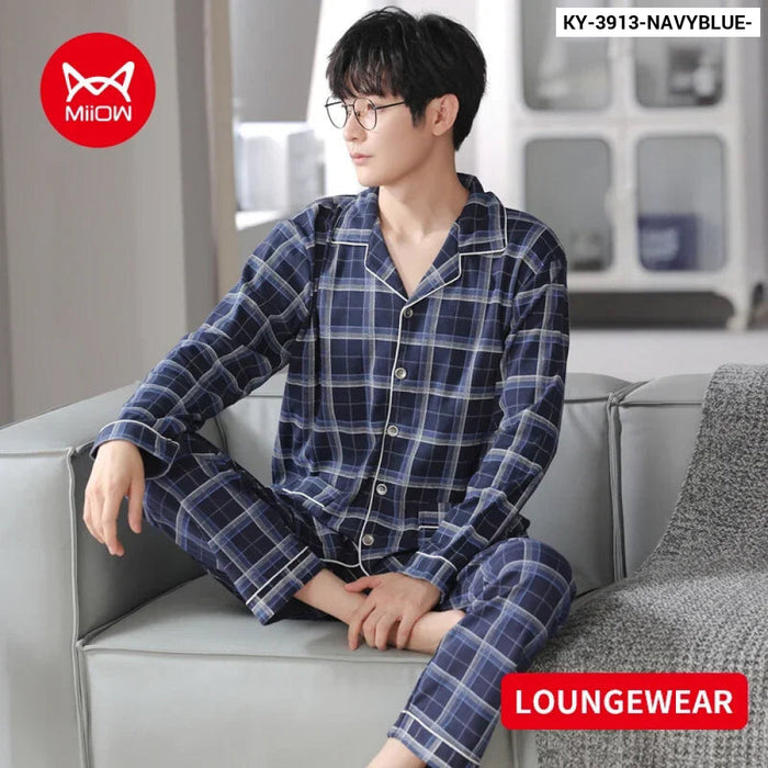 Mens Pajama Set Loose Fit Long