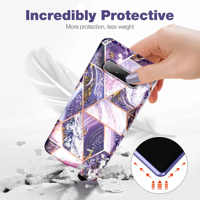 Samsung S10 Case 6.1 Geometric Marble Shockproof Cover With Screen Protector