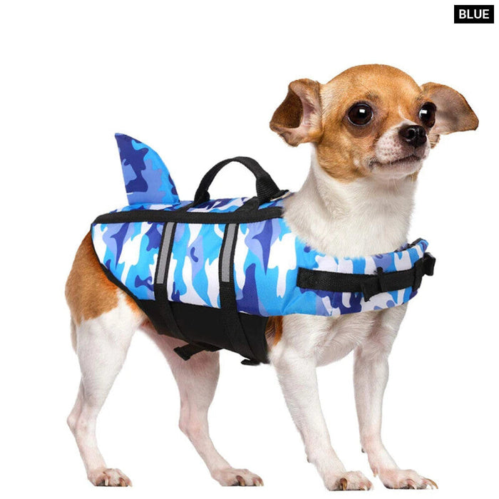 High Buoyancy Dog Life Jacket Shark Camo Pet Safety Vest With Rescue Handle And Leash Ring