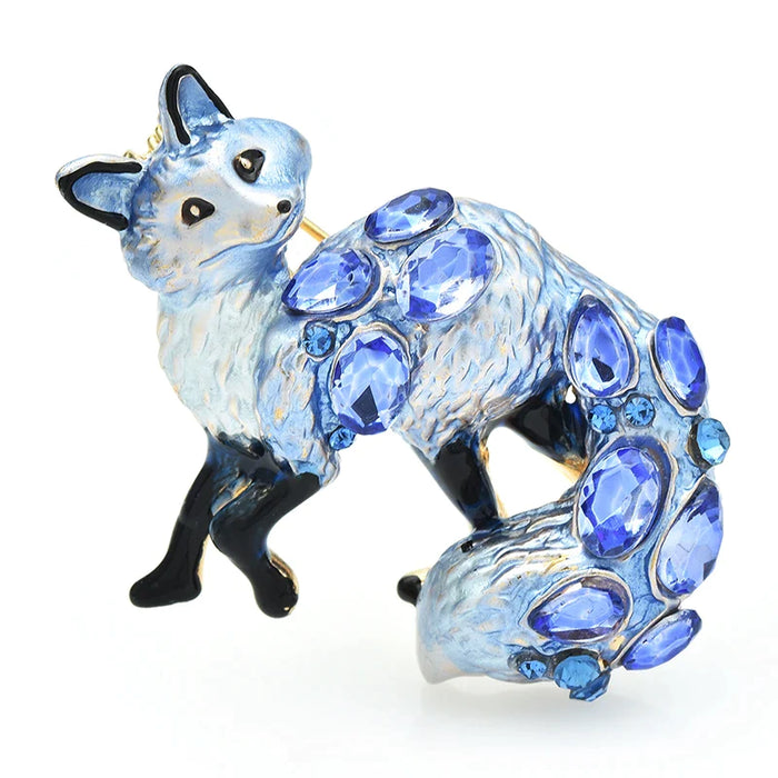 Enamel Crystal Fox Brooch Animal Pin