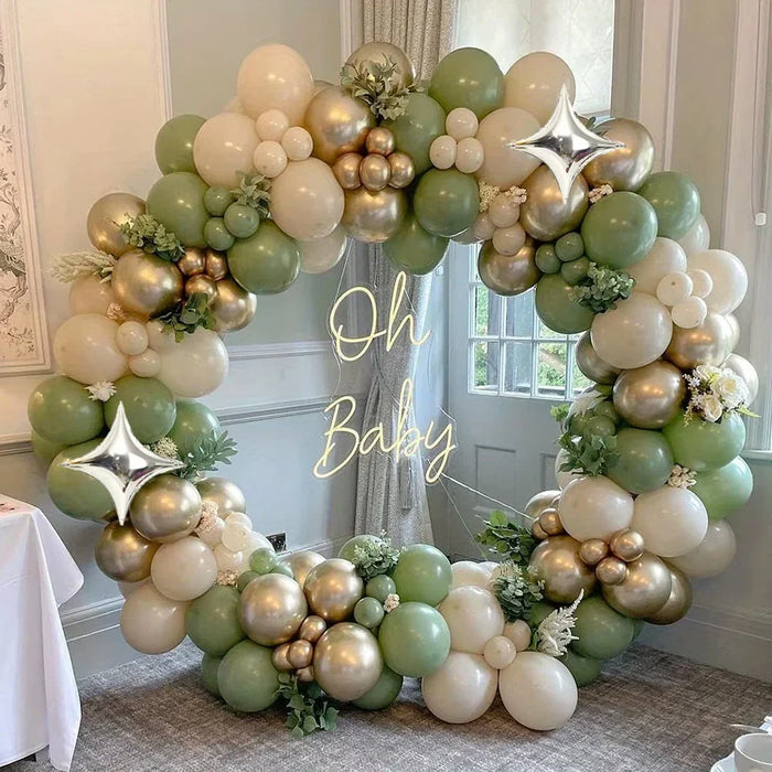 160Pcs Sage Green White Sand Gold Balloon Arch Kit Suitable For Baby Showers Birthdays Engagements Wedding Party Decorations