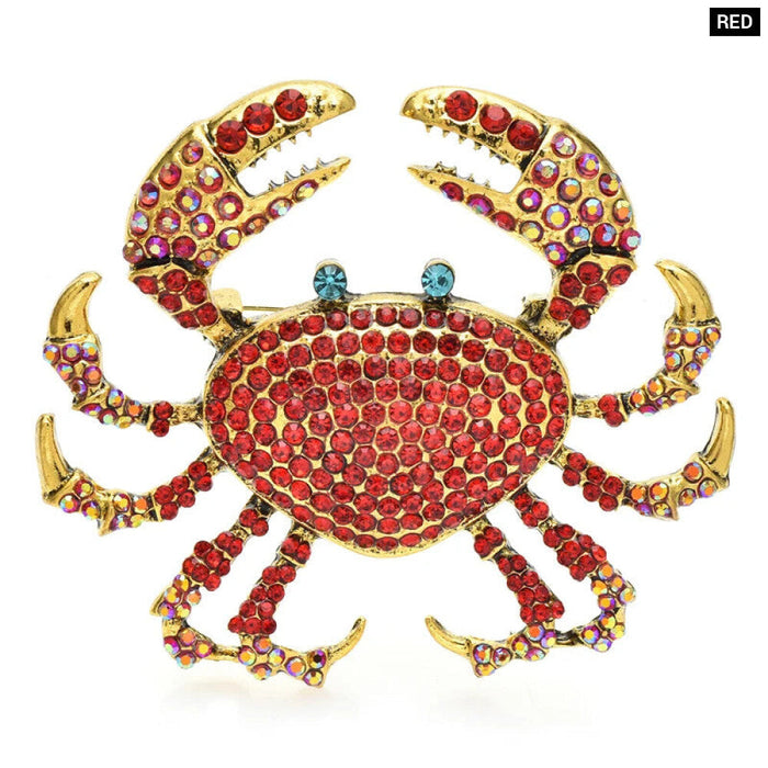 Rhinestone Crab Brooch Luxury Sea Animal Pin