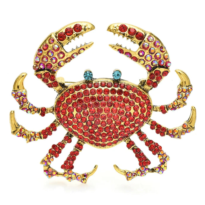 Rhinestone Crab Brooch Luxury Sea Animal Pin