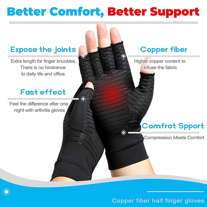 1 Pair Copper Arthritis Compression Gloves For Women Men