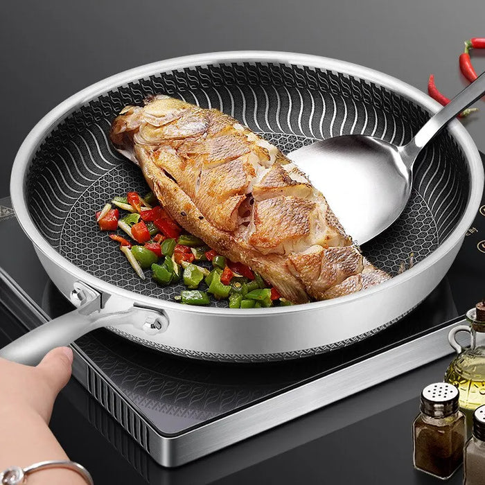 Tri Ply Stainless Steel Frying Pan With Double Sided Wok For All Stoves