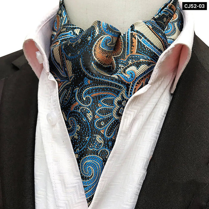 British Gentleman Tie Set Jacquard Paisley Cashew Cravat Ascot Scrunch For Weddings