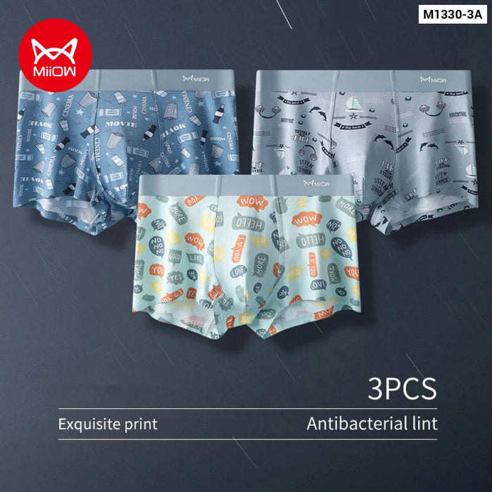 Pack Of 3 Fashion Print Mens Boxer Briefs