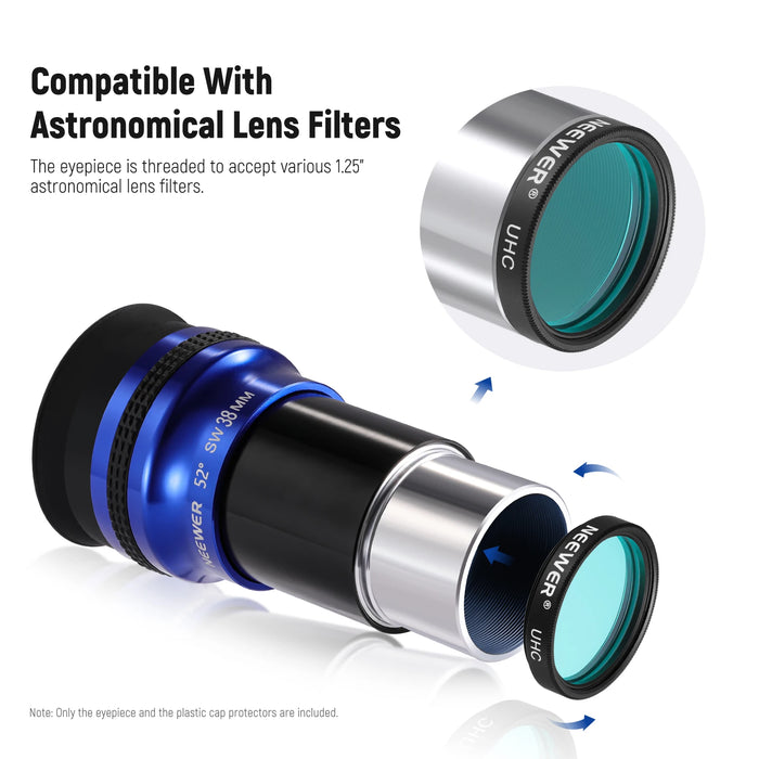 1.25 Wide Angle Telescope Eyepiece 52° Apparent Field Lens With 38Mm Focal Length Hd Optical Glass