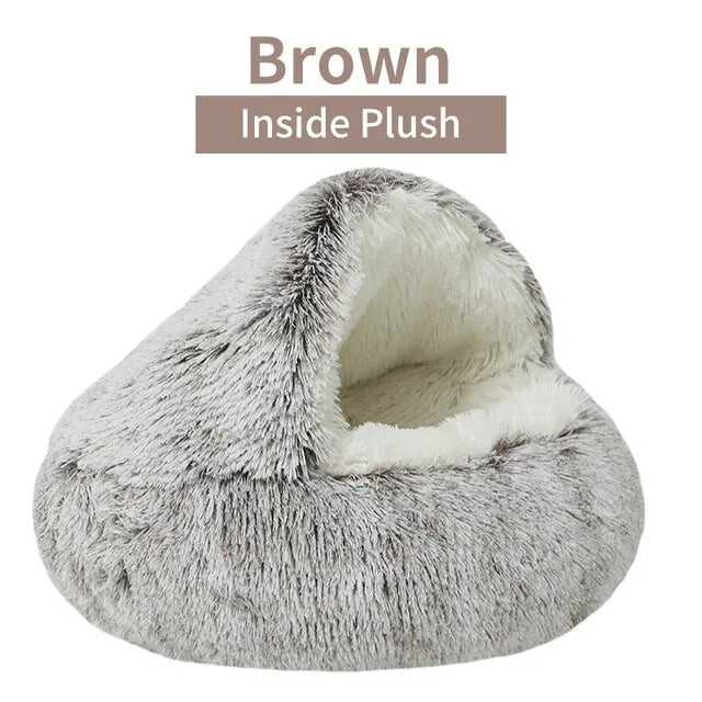 2 In 1 Pet Bed For Small Dogs Plush Round Nest With Cover