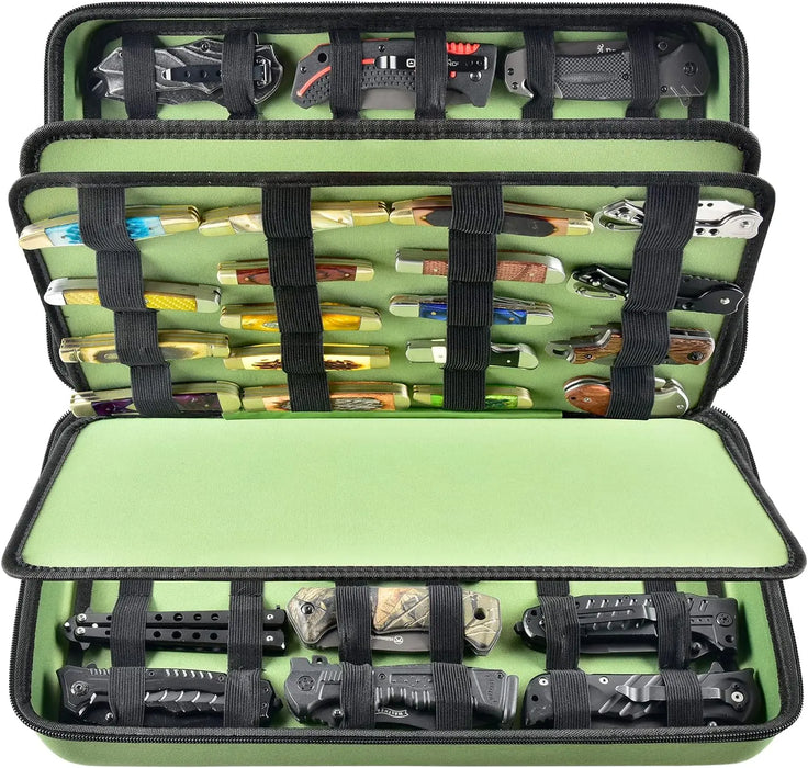 66 Pocket Knife Display Case Folding Holder Storage Organizer