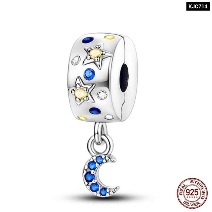 Fit Pandora Original Bracelet 925 Sterling Silver Cats Claw Butterfly Silicone Spacer Beads Colourful Zircon Fine DIY Jewelry