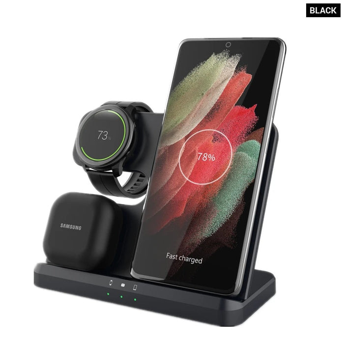 30W 3 In 1 Wireless Qi Fast Charging Dock Station For Samsung S22 S21 S20 Ultra Galaxy Watch 5 4 3 Active 2/1 Buds