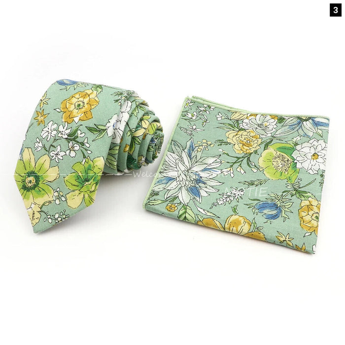 Floral Cotton Tie Set For Parties And Daily Wear