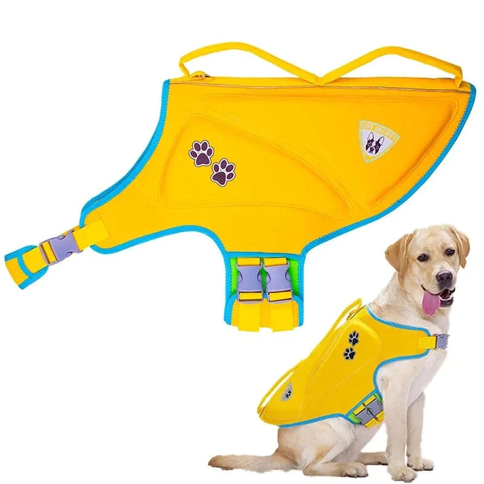 Dog Life Jacket High Buoyancy Reflective Adjustable Durable With Rescue Handle