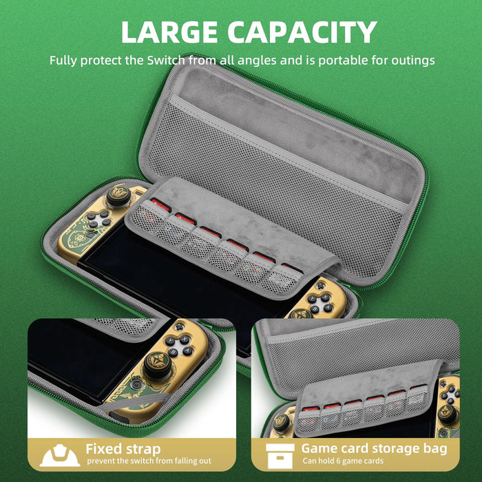 Golden-Green Eva Storage Bag Console Carry Case Compatible Nintendo Switch/Oled