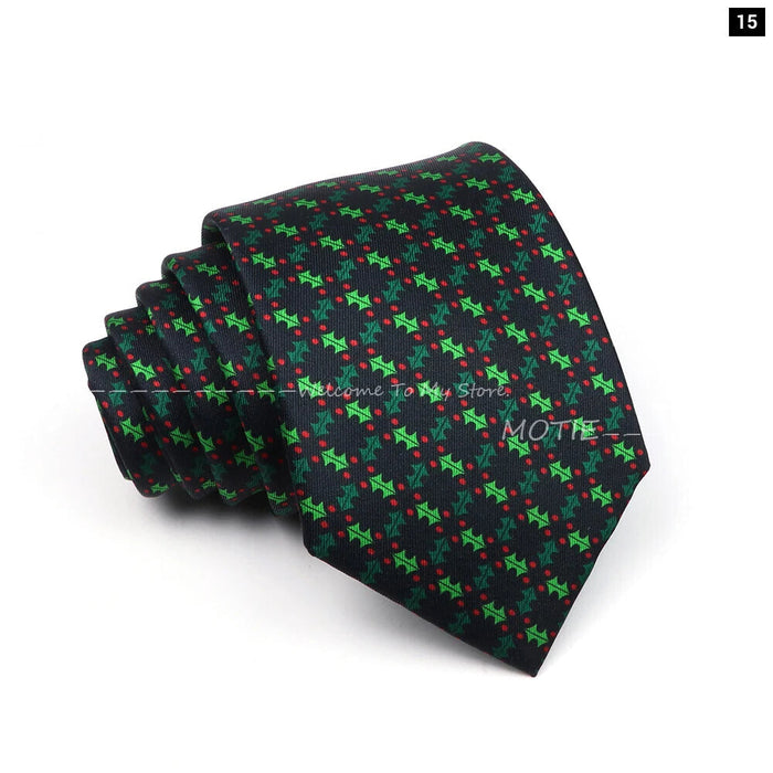 Christmas Necktie Santa Claus Green Tree Tie For Parties And Gifts