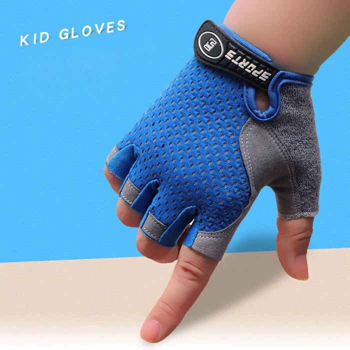 Kids Half Finger Cycling Gloves Antislip And Breathable