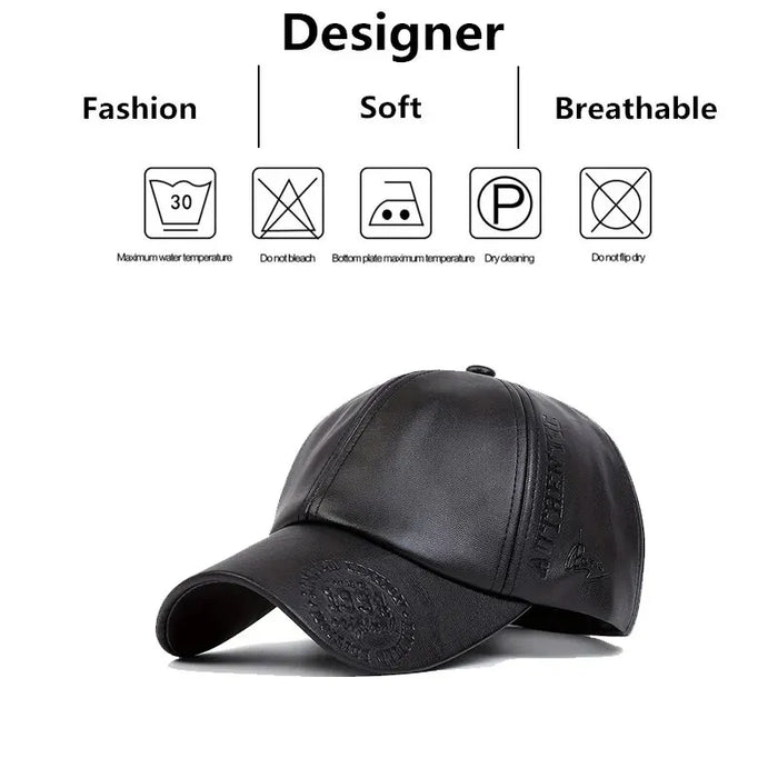 Embossed Pu Leather Baseball Cap / Hat For Outdoor Wear