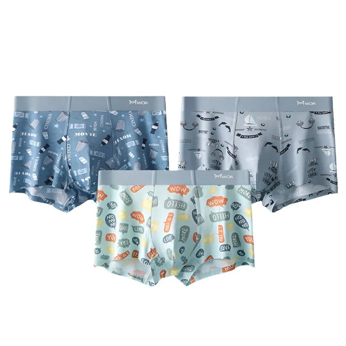 Pack Of 3 Fashion Print Mens Boxer Briefs