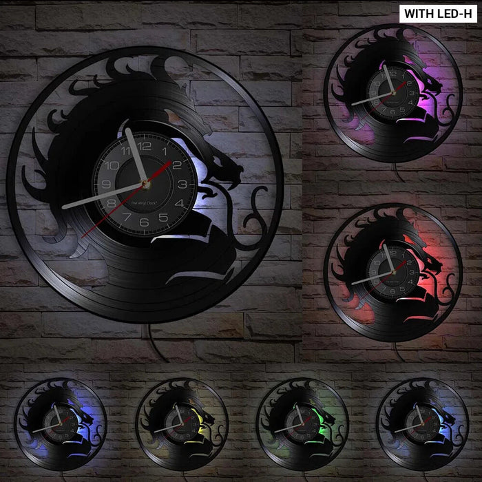 Yin Yang Dragon Vinyl Record Wall Clock