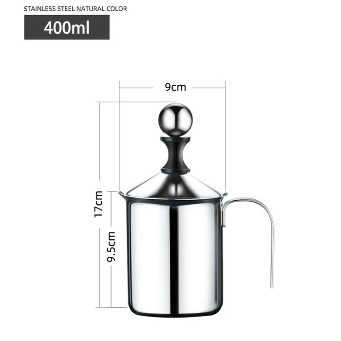 Stainless Steel Manual Milk Frother For Coffee And Cream