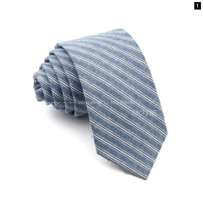 Classic Striped Cotton Necktie For Business And Weddings