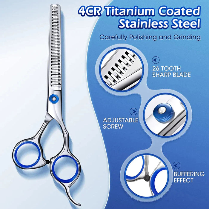 Dog Grooming Scissors Kit Round Tip Stainless Steel Shears Comb Set