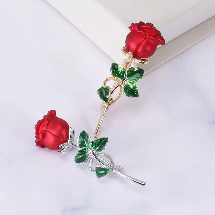 Romantic Rose Enamel Brooch Womens Korean Fashion Pin