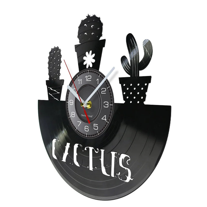 Vintage Cactus Vinyl Record Wall Clock