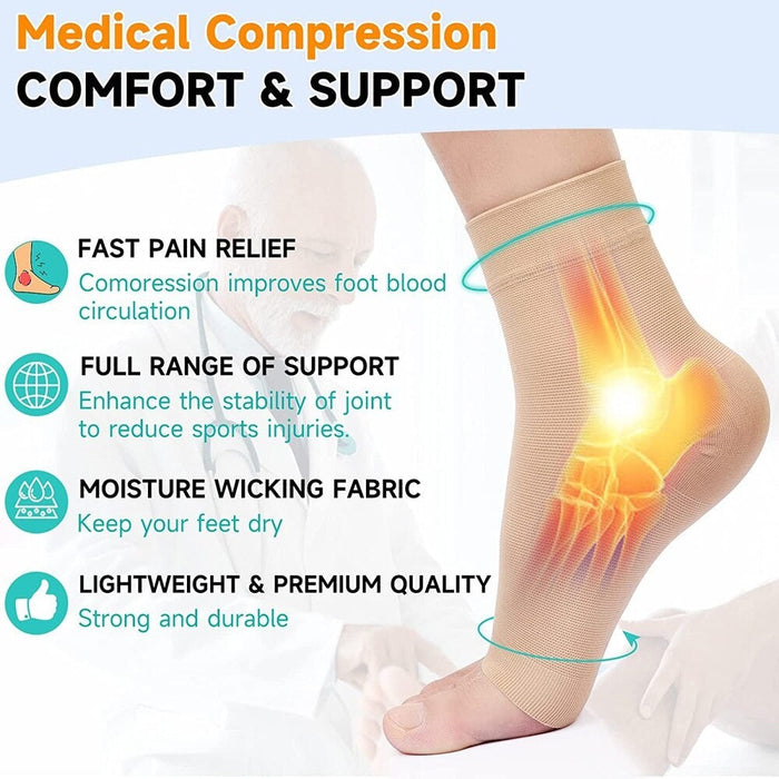 1 Pair Foot Compression Sock for Arch Support Injury Recovery Pain Relief