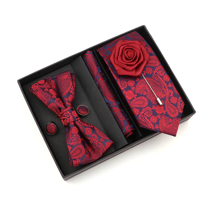 Floral Tie Set Novelty Design With Box For Parties And Business