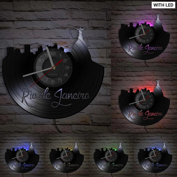 Rio De Janeiro Skyline Vinyl Record Wall Clock