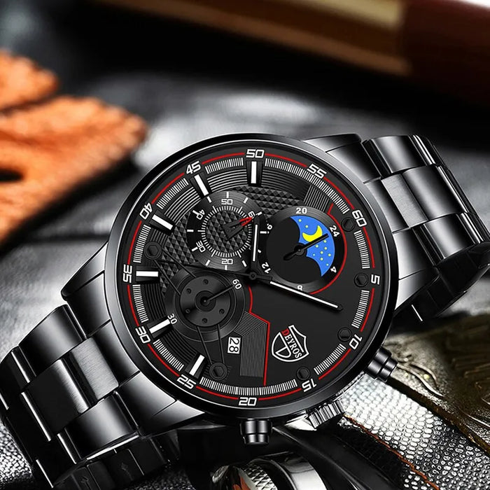 2pcs Set Fashion Sports Men Watches for Men Business Stainless Steel Quartz Wristwatch Luxury Casual Bracelet Wrist Watch