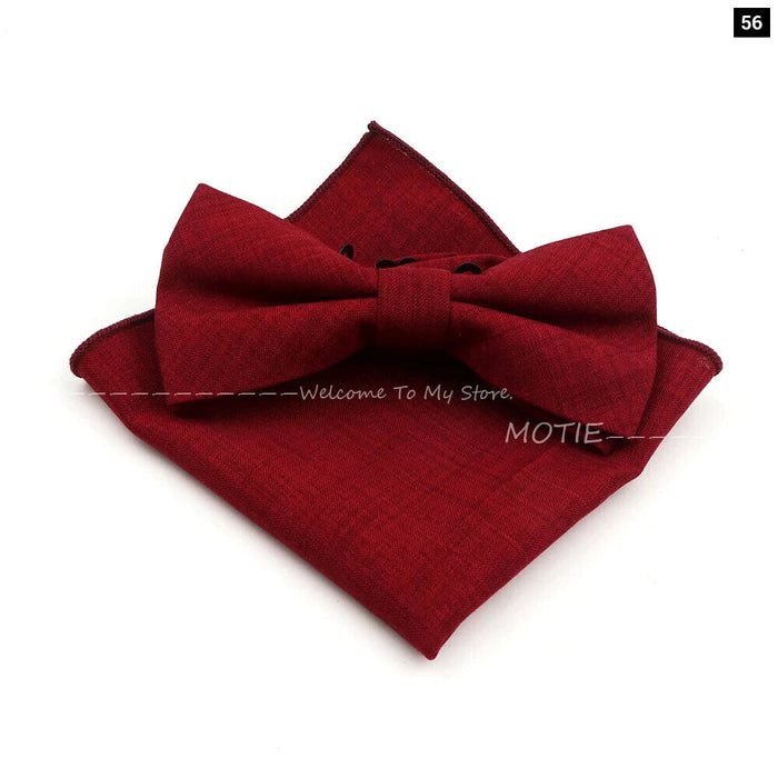 Classic Bowtie Set With Handkerchief Cufflink And Brooch