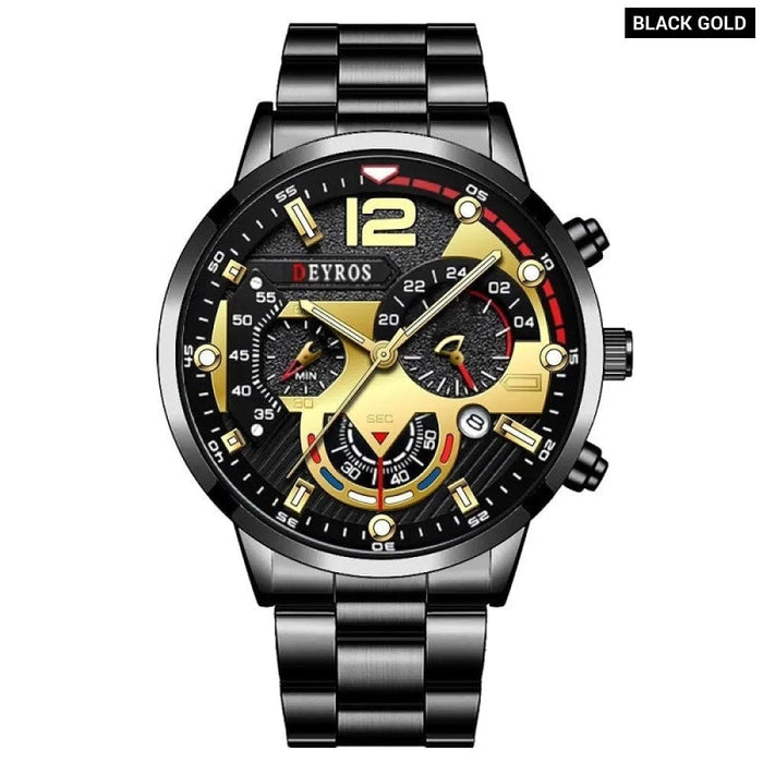 Luxury Fashion Mens Watches Stainless Steel Quartz Wristwatch Calendar Luminous Clock Men Business Casual Watch