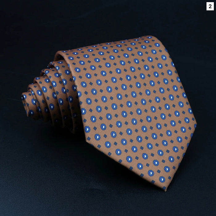 Mens Silk Tie 8.5Cm Plaid Dots Blue Green For Weddings And Parties