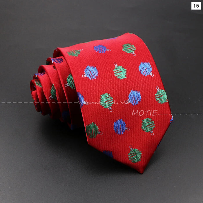 Christmas Tie Festive Snow Santa Claus Necktie For Men And Women