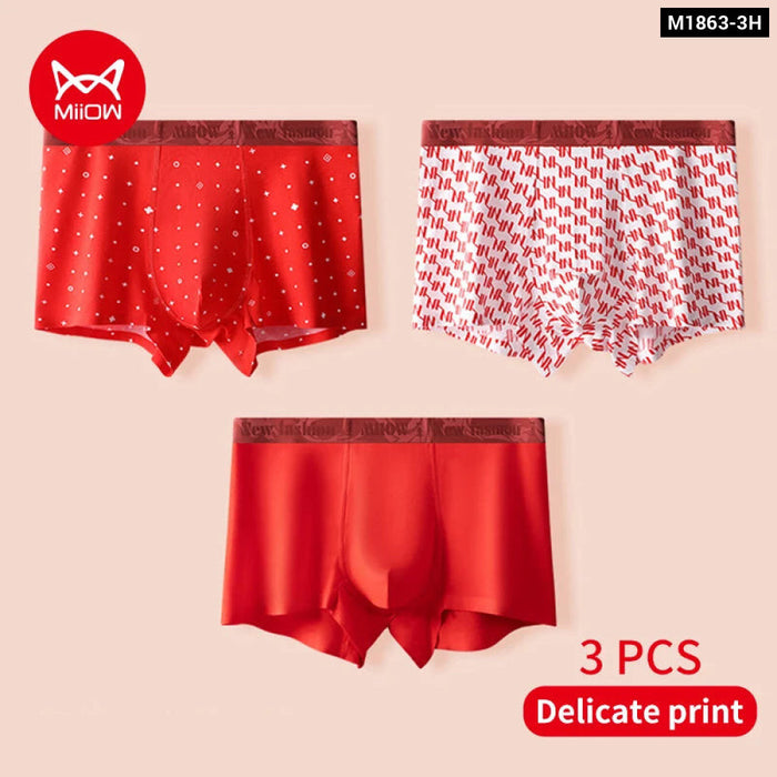 Year Red Print Mens Boxer Set