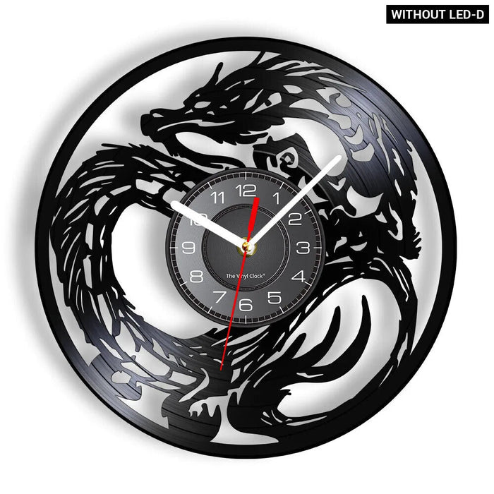 Yin Yang Dragon Vinyl Record Wall Clock